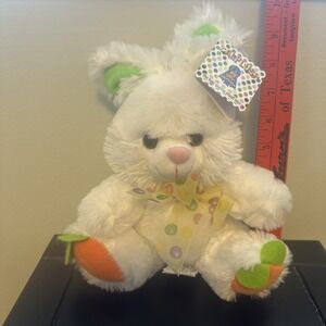 Calplush Easter Bunny Plush Rabbit Stuffed Animal Carrot Feet Polka Dot Fluffy